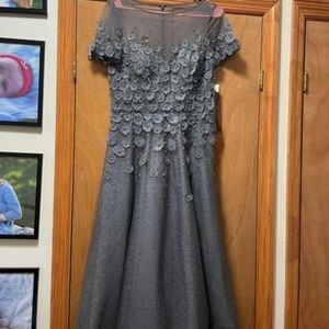 NWT Teri Jon Formal Steely Grey Dress size  10